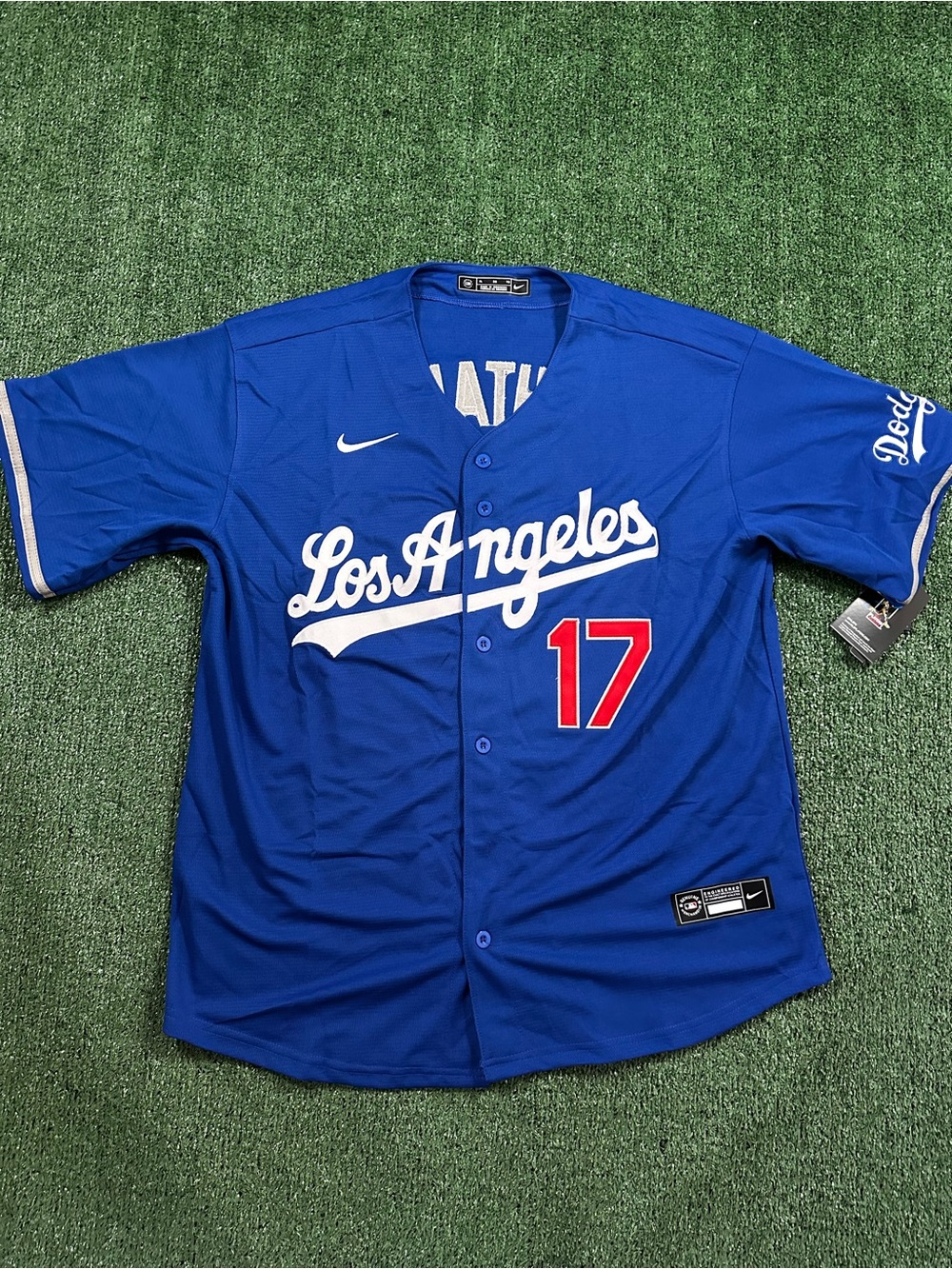 Shohei Ohtani Royal Blue Los Angeles Baseball Jersey with Red Number 17